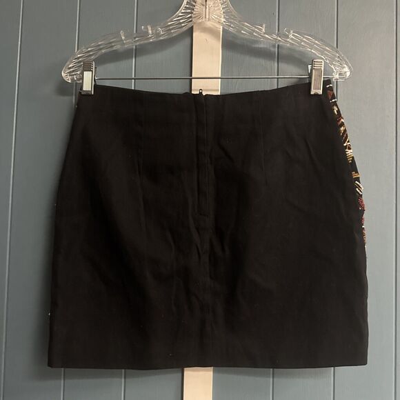 H&M Women's Embroidered and Beaded Mini Skirt Lined Size 6 Brown black - Picture 5 of 7